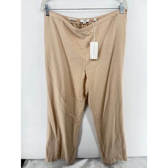 Vince Pants Womens Large Brown Wool Pull On Wide Leg Trouser Pull On Pleat